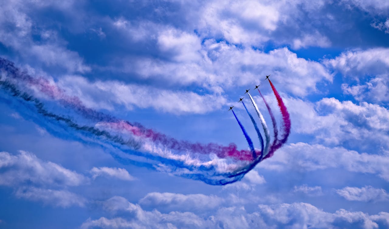 Airplanes Flying in Formation in Airshow
